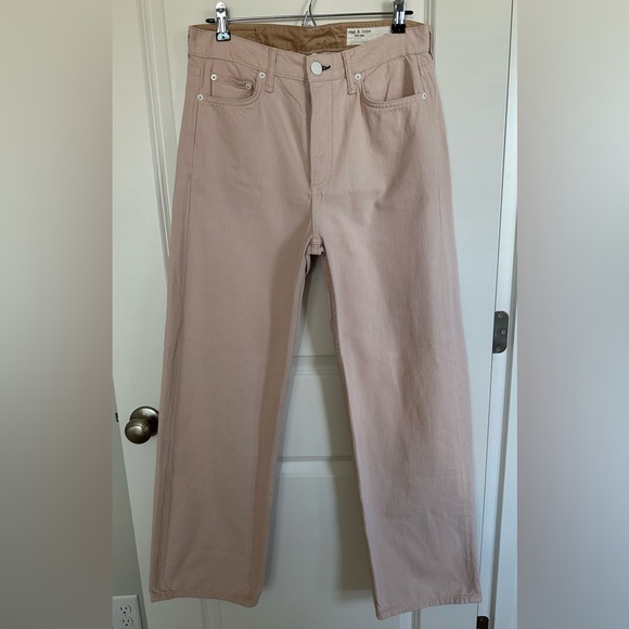 Rag & Bone New York Blush Pink Mid-Rise Wide Leg Button Fly Jeans- size 28. - Picture 2 of 11